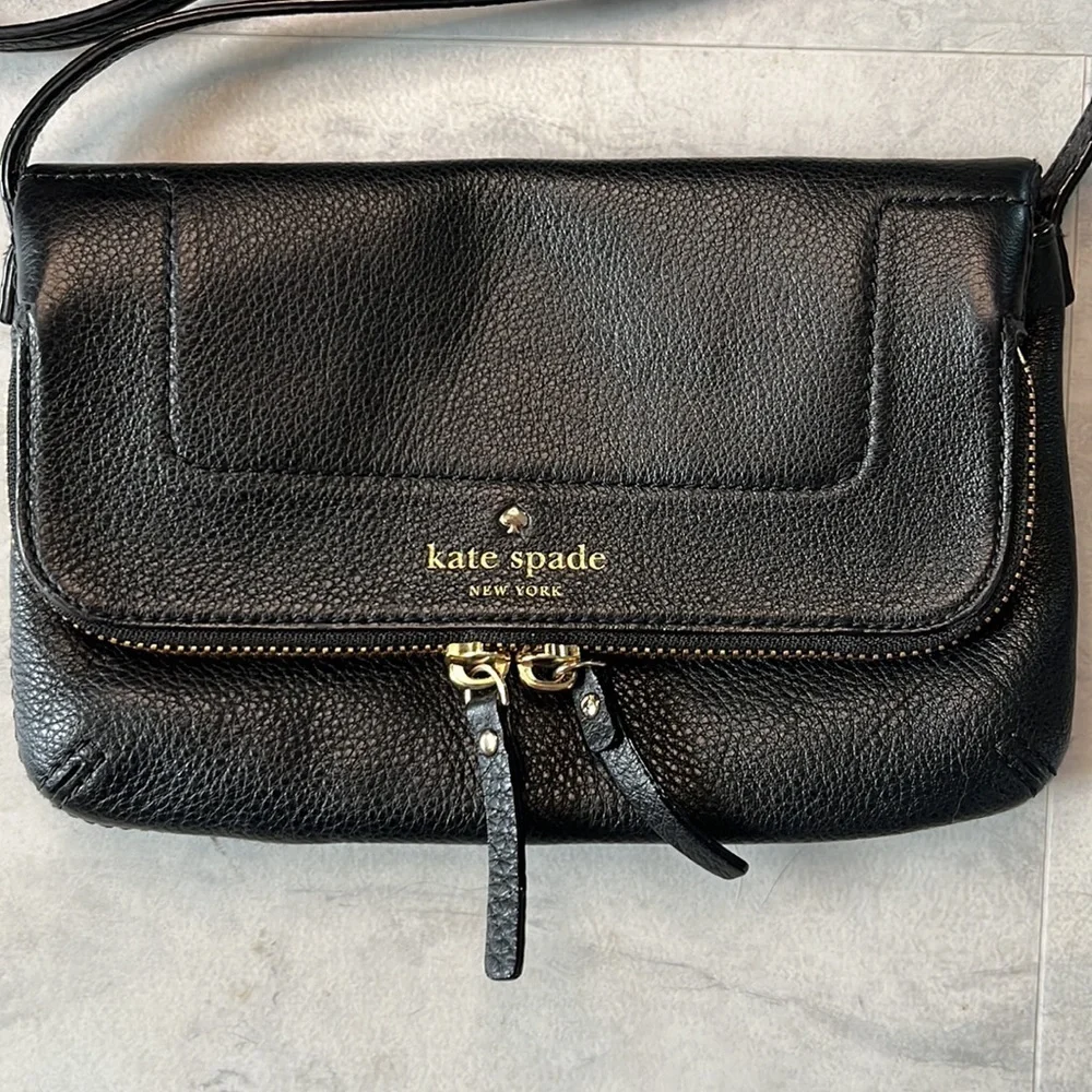 Kate spade Marianna Mansfield Leather Bag Crossbody Black 9”w x 5.5” h x 1” d